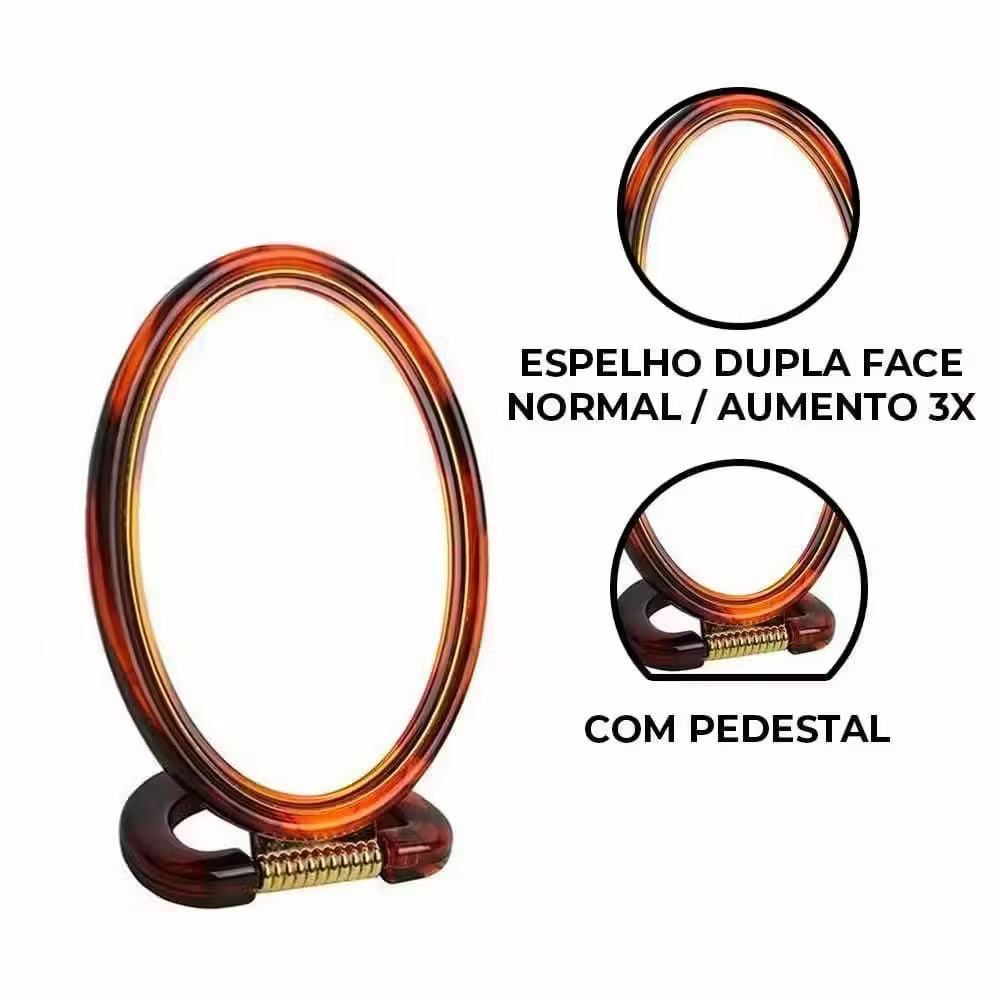 Espelho De Mesa Redondo Dupla Face Com Base E Aumento ---996