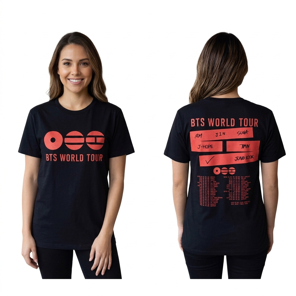 Camiseta Blusa moletom juvenil Adulto algodao Bts World Tour 2026 Kpop unissex Army Promocao