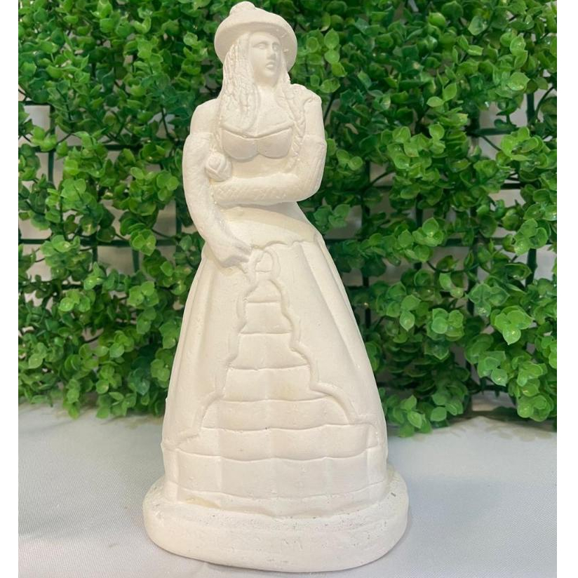 Escultura em Gesso Cru Imagem Malandra ou Pombagira do Cabaré 21cm