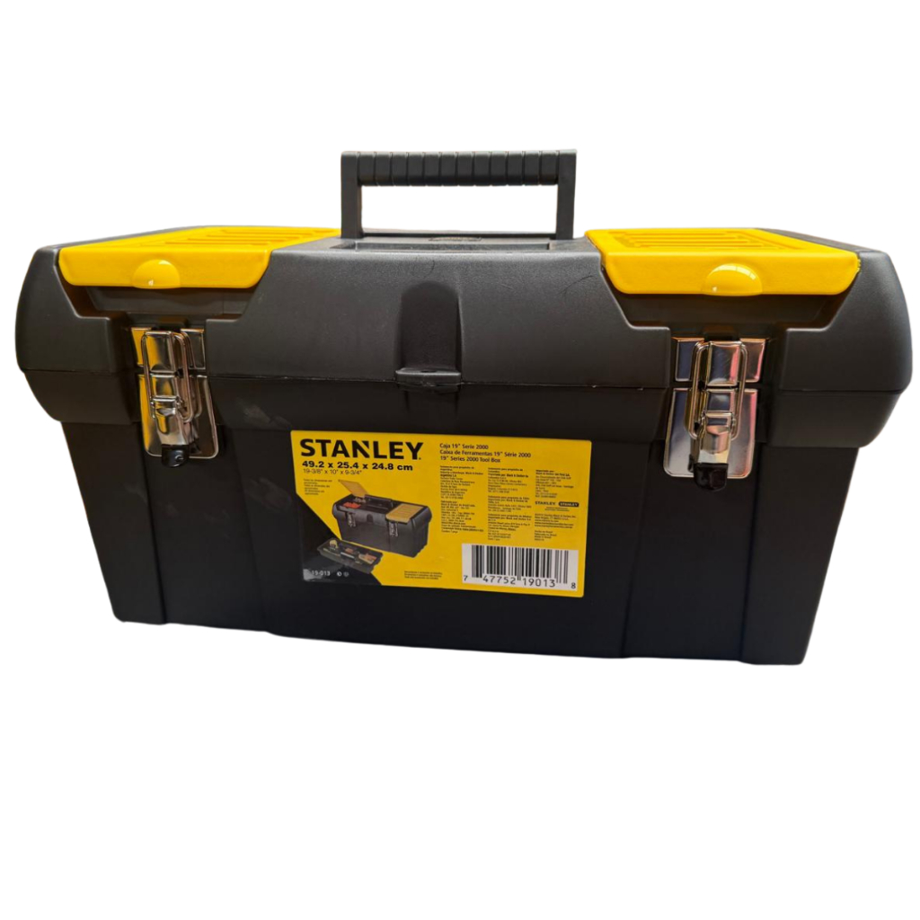 Caixa Plástica de Ferramenta Stanley 19'' Reforçada Com Fecho de Metal e Bandeja Interna