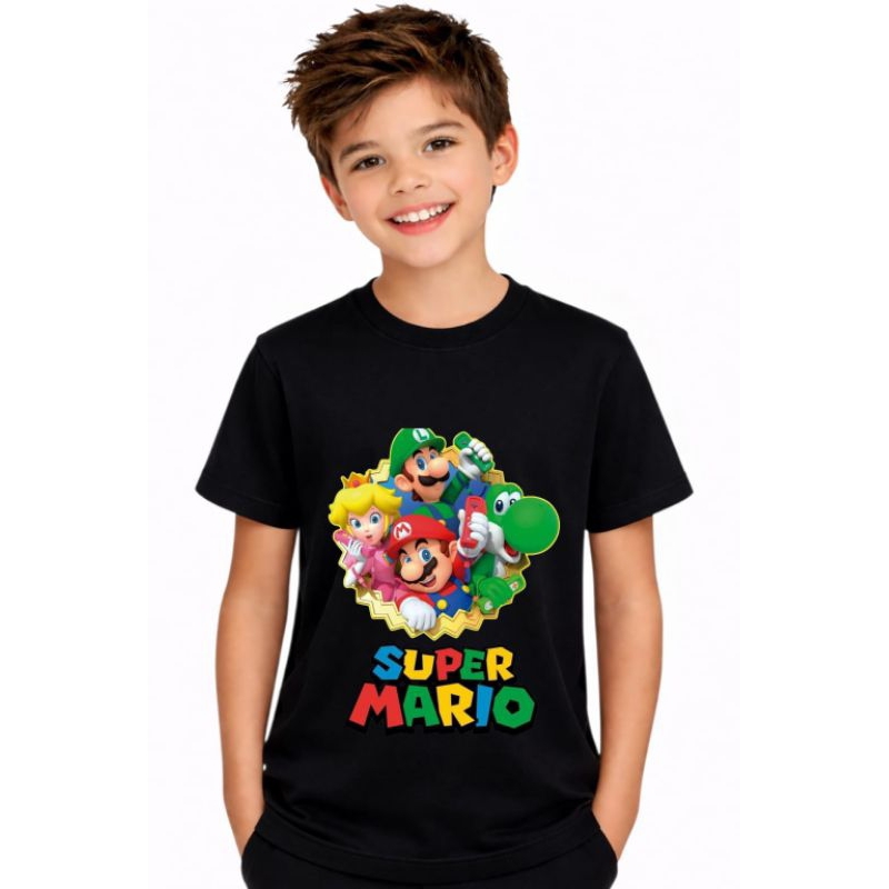 Camiseta Infantil Super Mario  jogos Algodao menino e menina crianças tamanho 2 ao 14 dia a dia
