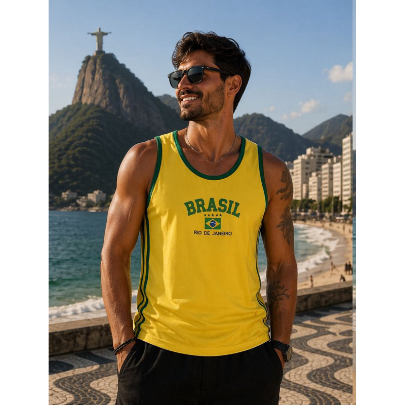 camisa regata Brasil bordada SALADA DE CORES