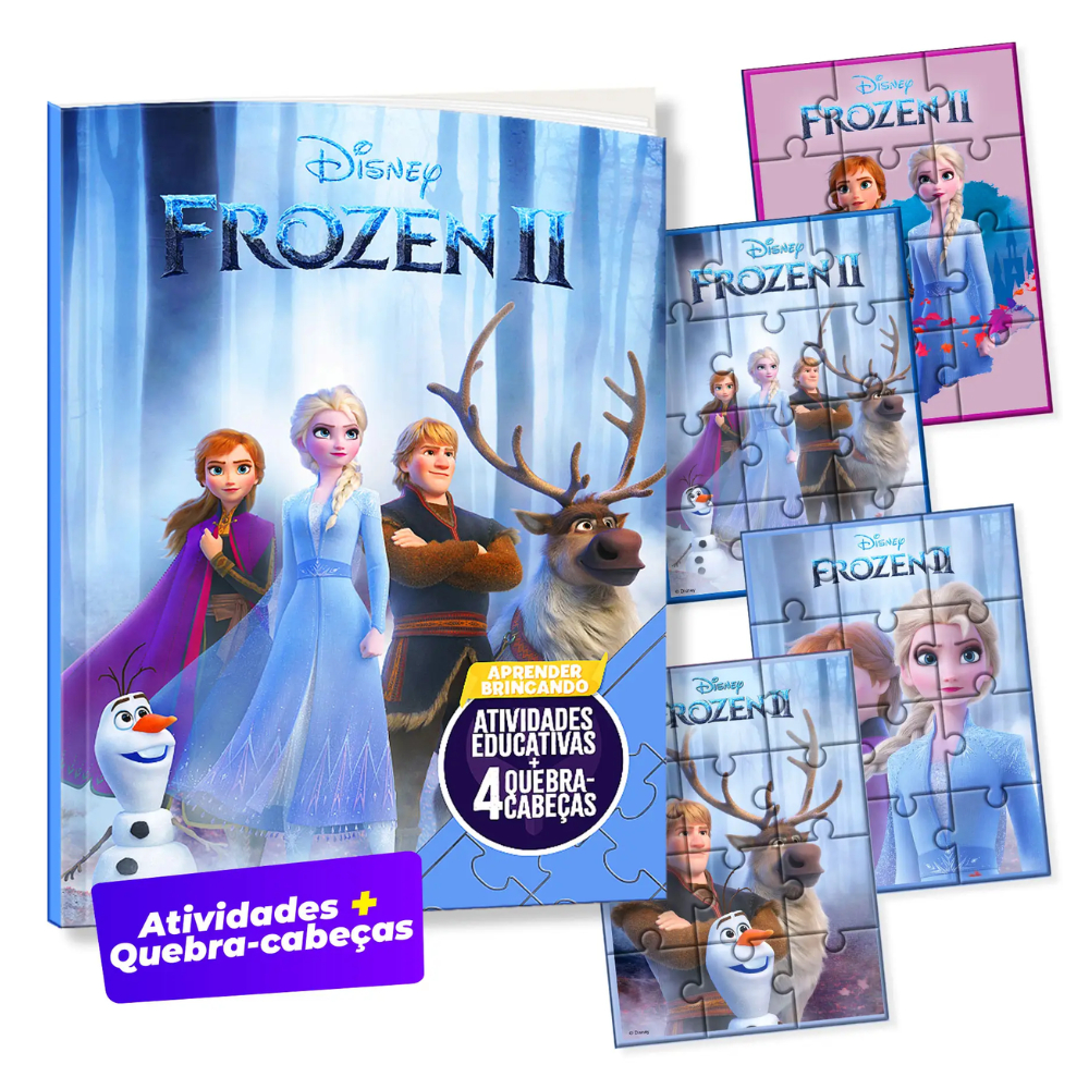 Livro de Atividades Aprendendo e Brincando  Disney Frozen 2 + 4 Quebra Cabeças