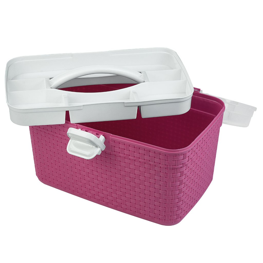 Frasqueira Organizadora Rattan 9,4L Rosa Organização Decorativa Casa Organizada Prático e Funcional — imagem 2 de 2