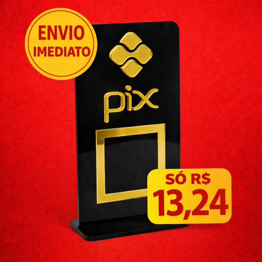 Placa PIX Encaixe Acrílica QR Code Display de Mesa