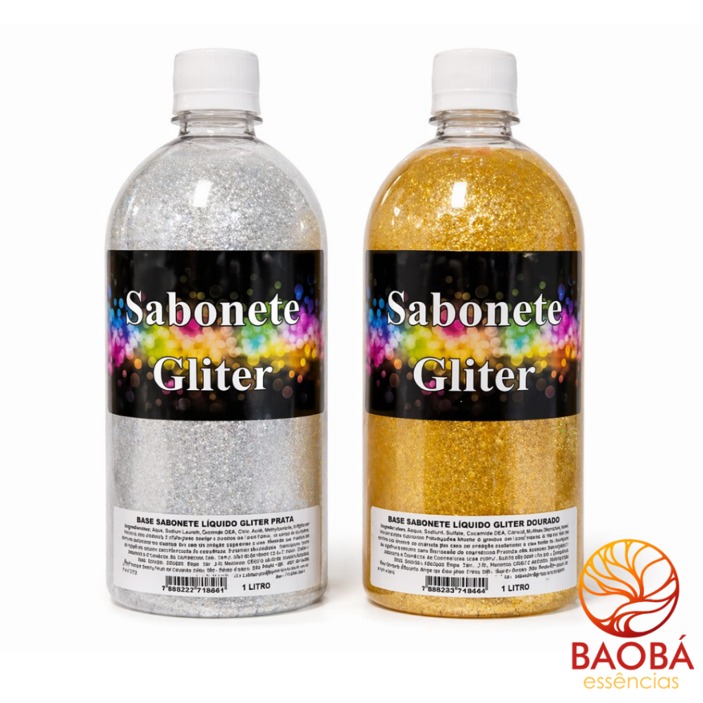 Base Para Sabonete Líquido Com Glitter Dourado / Prata 1litro