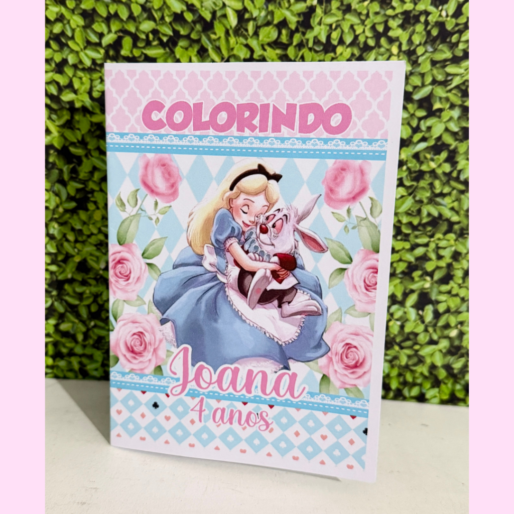 Revistinha para colorir Alice no País das Maravilhas / Livrinho de colorir personalizado  Alice no pais das maravilhas