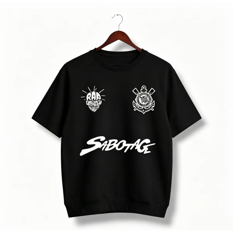 Camiseta Sabotage Collab Futebol Clube Paulista Blusa Algodão Gola Redonda Unissex Hip Hop Streetwear