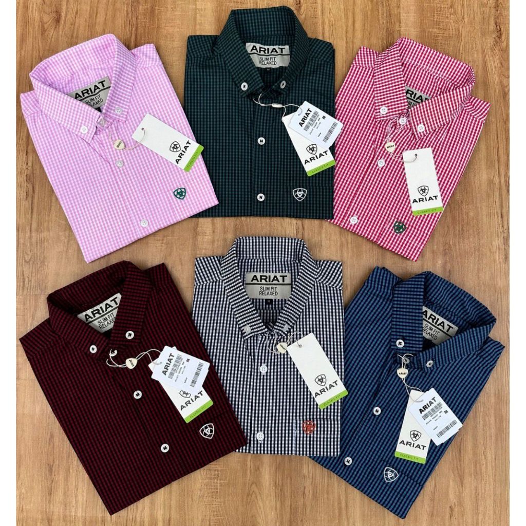 Camisa Masculina Xadrez Manga Curta Ariat – Camisa Country Masculina, Casual, Confortável, Estilosa, Alta Qualidade