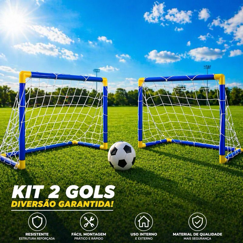 Kit 2 Golzinho Infantil Futebol Trave Portátil Rede Resistente Brinquedo  Menino Jogo Futebol Infantil