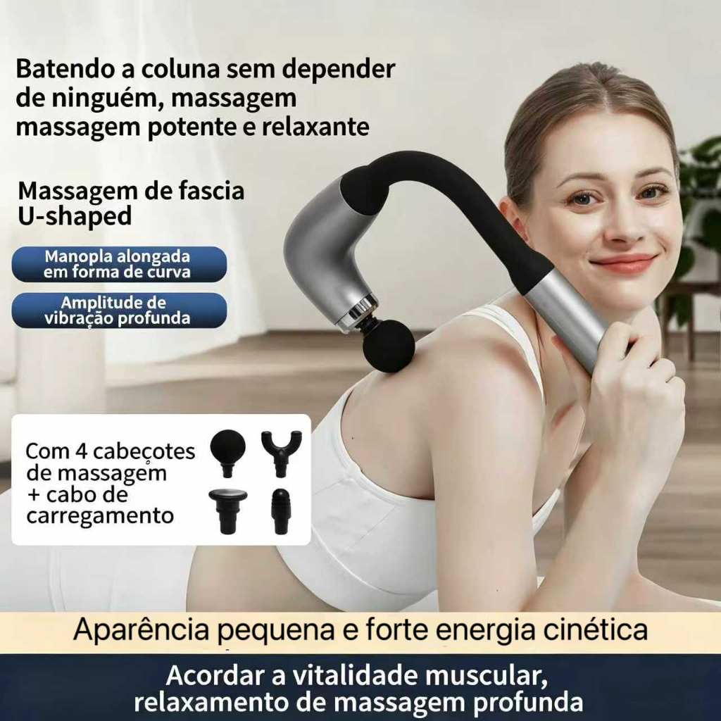 Pistola de massagem de fáscia em forma de U totalmente automática,massageador para fitness, massageador de costas em Oferta na Shopee