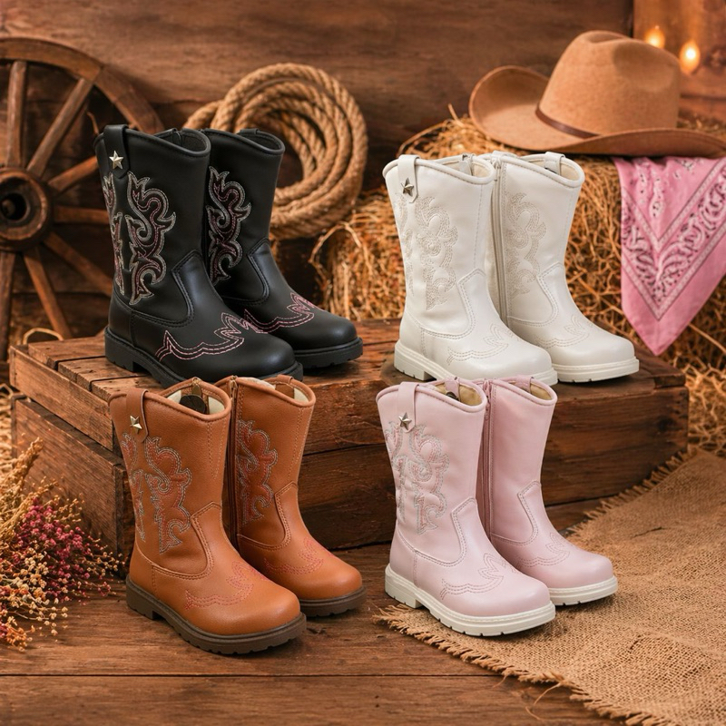 Bota Infantil Texana Menina Country Botinha Cano Alto Para Festa Junina Sitio Rodeio Quentinha