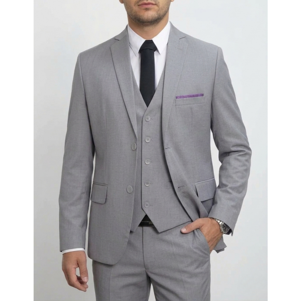 Terno Social Masculino Slim Luxo Poliviscose Completo Com Colete Cores