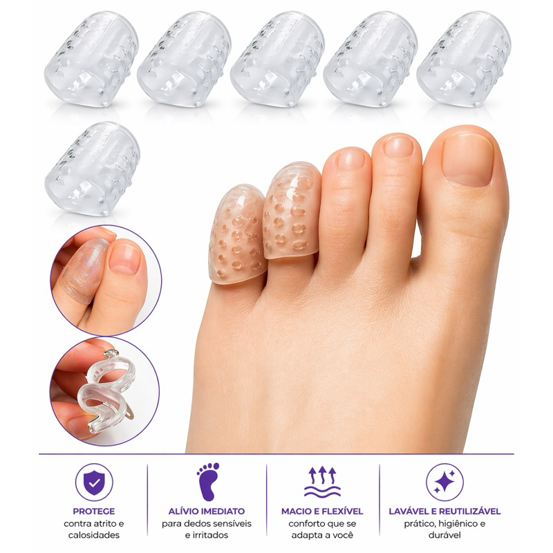Dedeiras de Silicone Kit 5/10 Pares Protetor Calo Unha Encravada Para Dedo Dos Pés