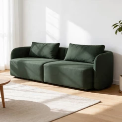 Sofá 3 Lugares Sala Living Orgânico 220cm Oregon K01 Veludo Verde - Lyam Decor