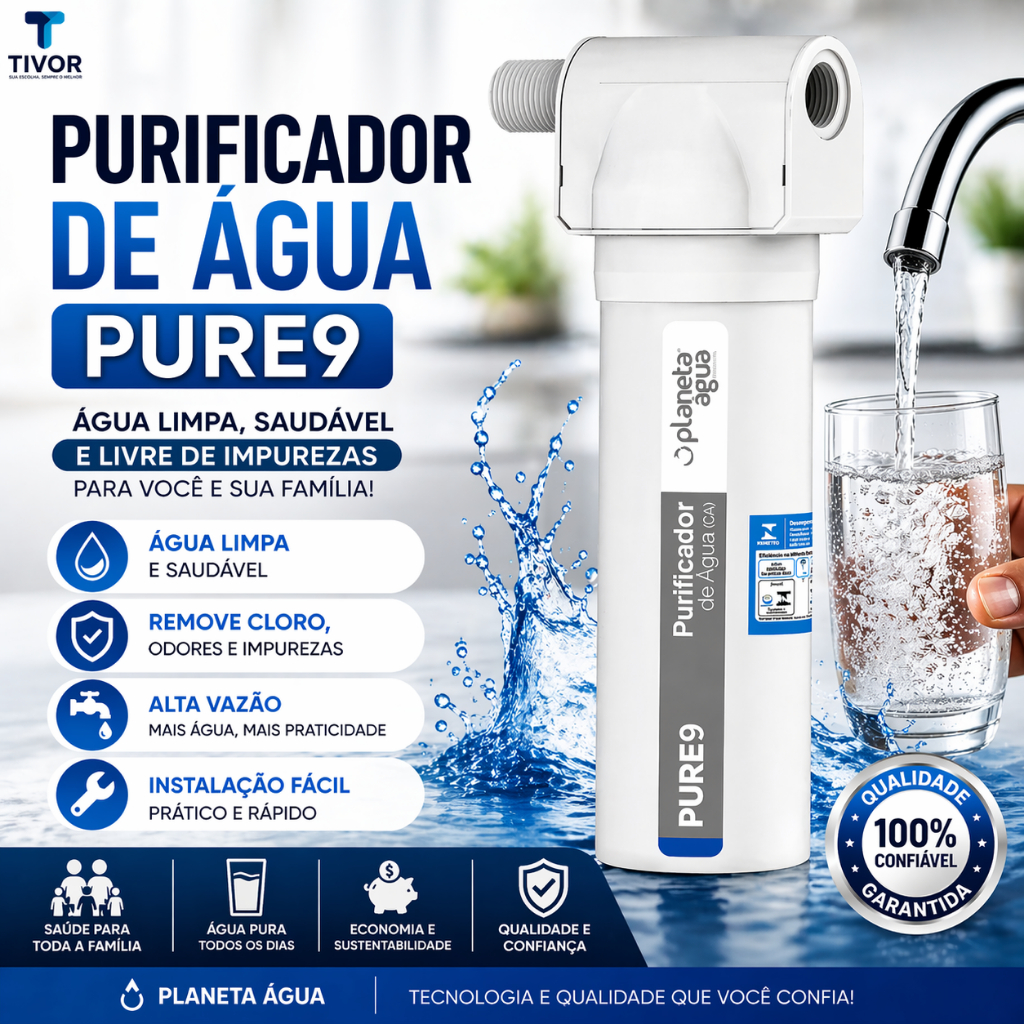 Purificador Planeta Água Filtro Pure9 Rosca 1/2 Pia Torneira Cor Branco