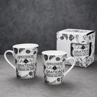 Caneca Gratidão Floral Presente Inspirador | Pratique Gratidão Todos os Dias Porcelana
