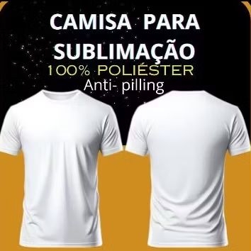 Kit 4 camisetas brancas básica 100% poliéster, Anti-pilling. Sublimação, Silk