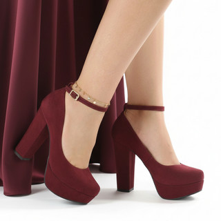 Sapato Feminino Boneca Meia Pata Salto Grosso Palmilha Confort