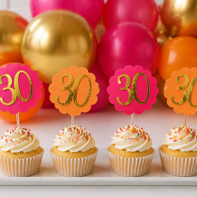 Topper de docinho ou cupcake personalizado idade/ Topper trintei/ Topper idade