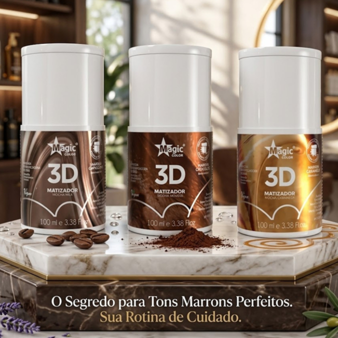 Magic Color Matizador 3D Mocha Capuccino - Chocolate - Caramelo Morena Ilumina Escolha seu Efeito