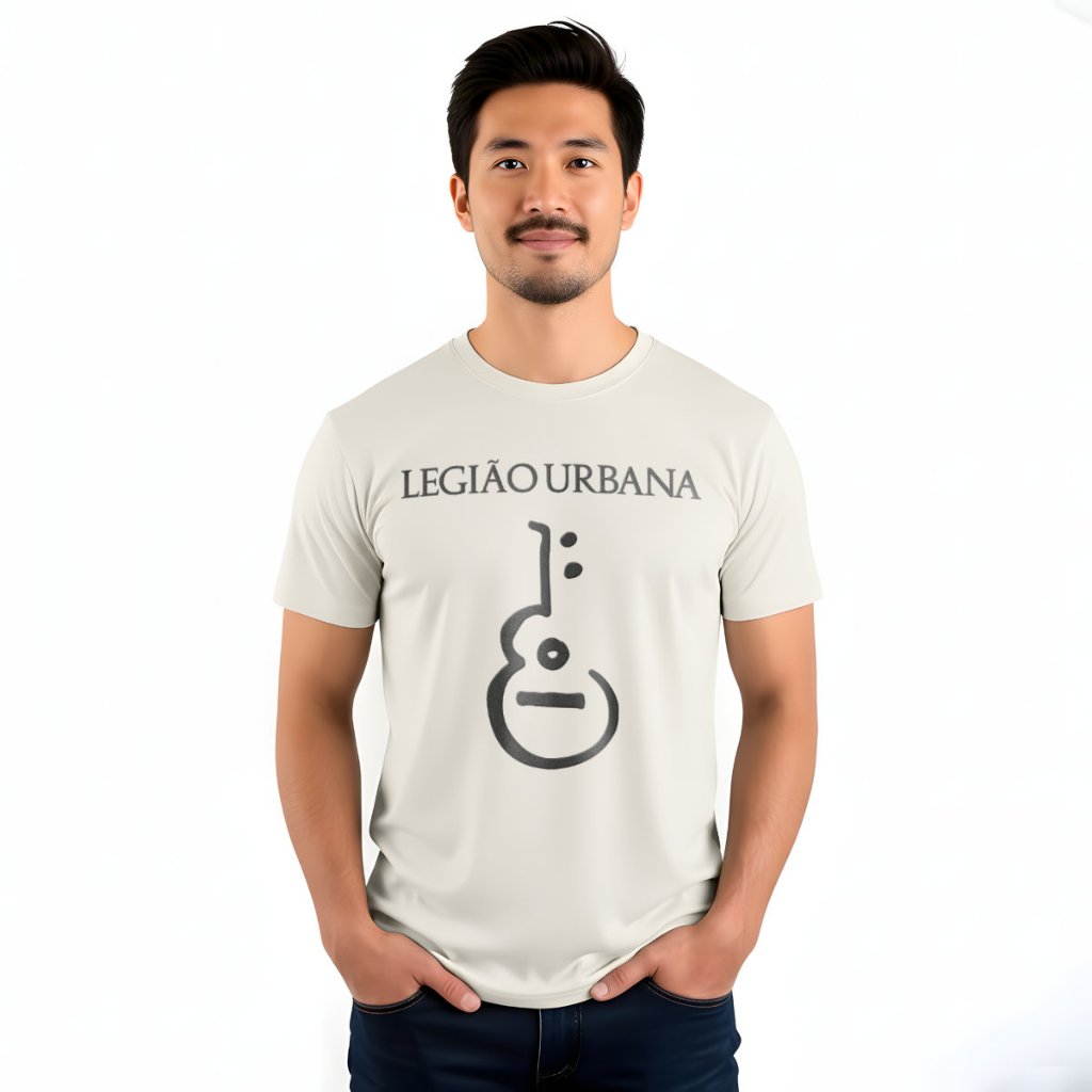 Camiseta Legião Urbana Off White Estampa em Relevo Algodão Premium Banda Rock