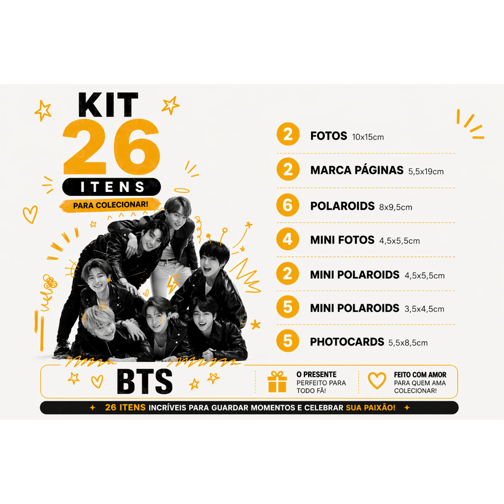 Kit kpop 26 Itens Fotos Polaroids Marca Páginas para Guardar e Colecionar Kpop BTS