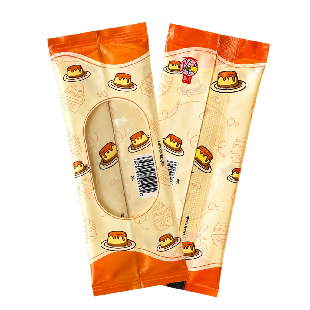 Saco Embalagem Geladinho/Sacolé Pudim Gourmet 7x19 Chup Chup Dindin - Modelo Pudim