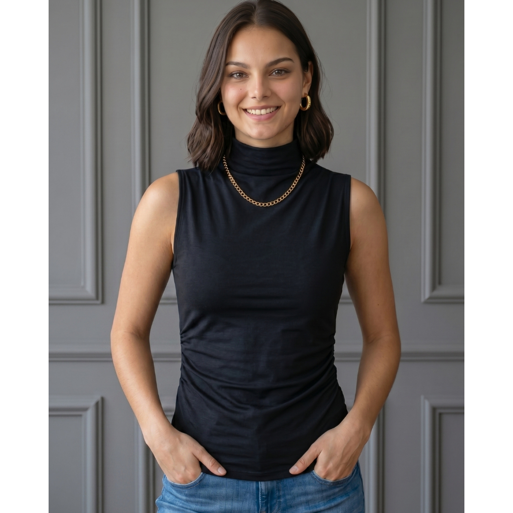Regata Cacharel Feminina Gola Alta look outono inverno moderno Elegante