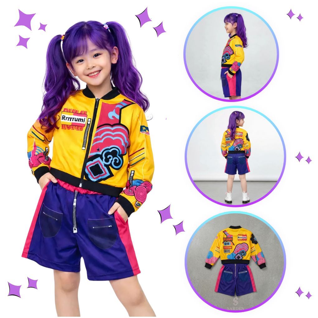 Fantasia Guerreiras Kpop Festa Pop Infantil Dança Palco Luxo Demon Hunters Rumi Cosplay Terno