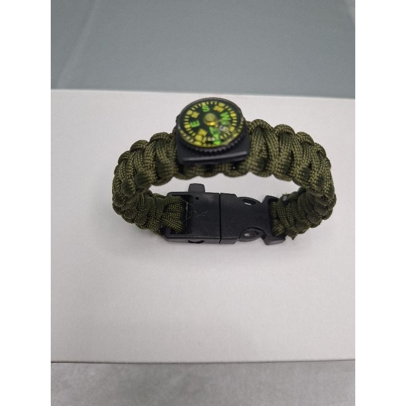 Pulseira Tática Bússola de Sobrevivência Bracelete Emergência Trilha Bússola Pederneira Apito