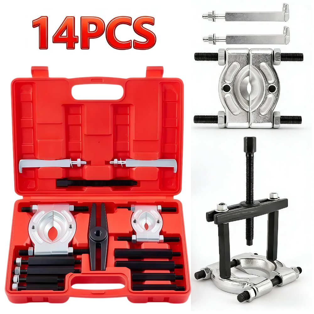 Kit 14 Peças Extrator Universal de Rolamentos  Para Alternador, Câmbio e Oficinas - Ferramenta Profissional