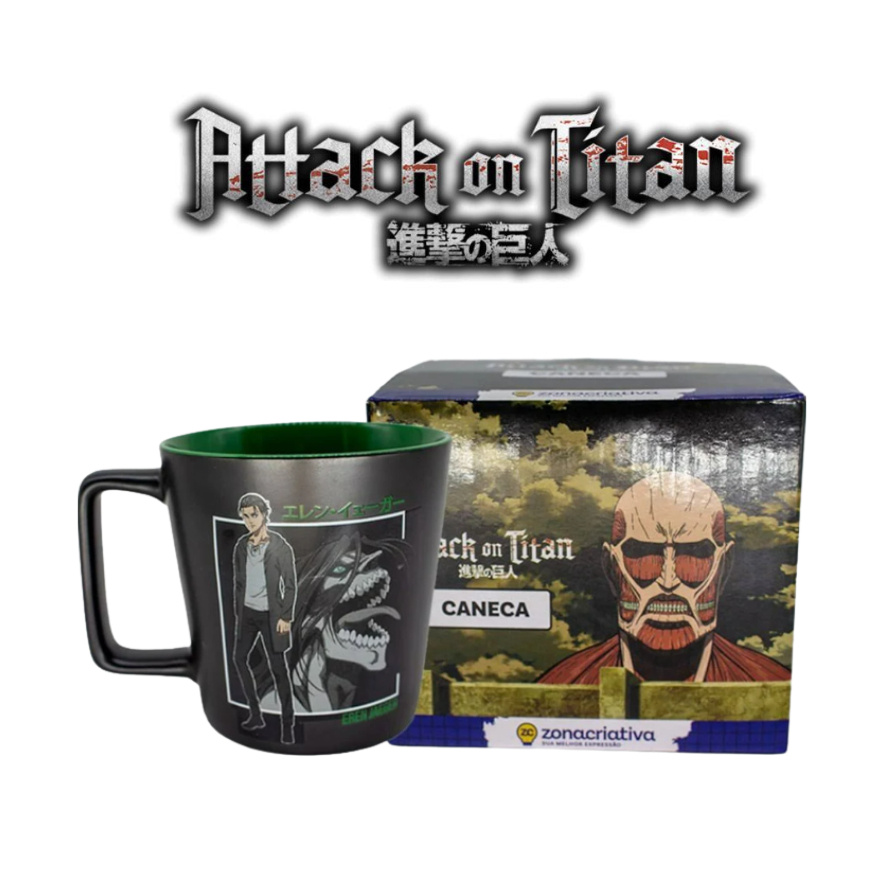 Caneca Buck Eren Tatakae Attack on Titan em Cerâmica 400ml Zona Criativa