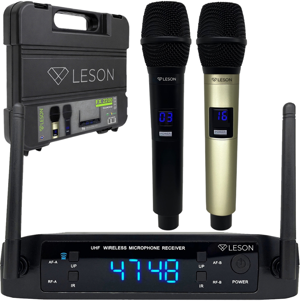 Microfone Sem Fio Duplo UHF Profissional Igreja Palestra Sem Falha Sem Ruído 96 Frequências Leson