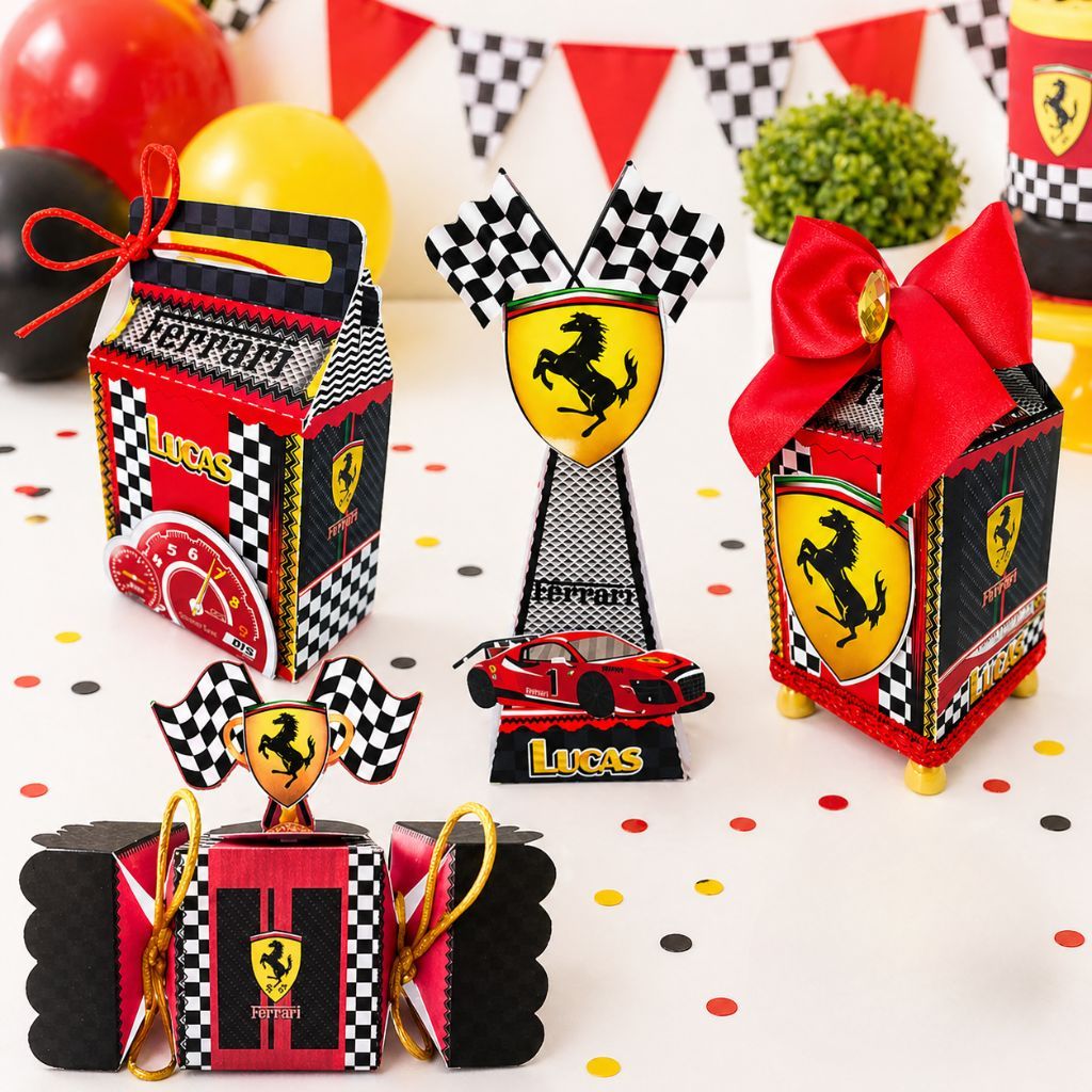 Kit Festa Ferrari Menino carro vermelho personalizado com nome Aniversário