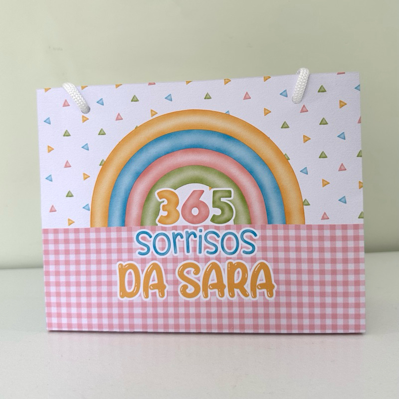 PEGUE E MONTE - Sacolinha Personalizada 365 Sorrisos Menina | Lembrancinha Aniversário - Festa Infantil