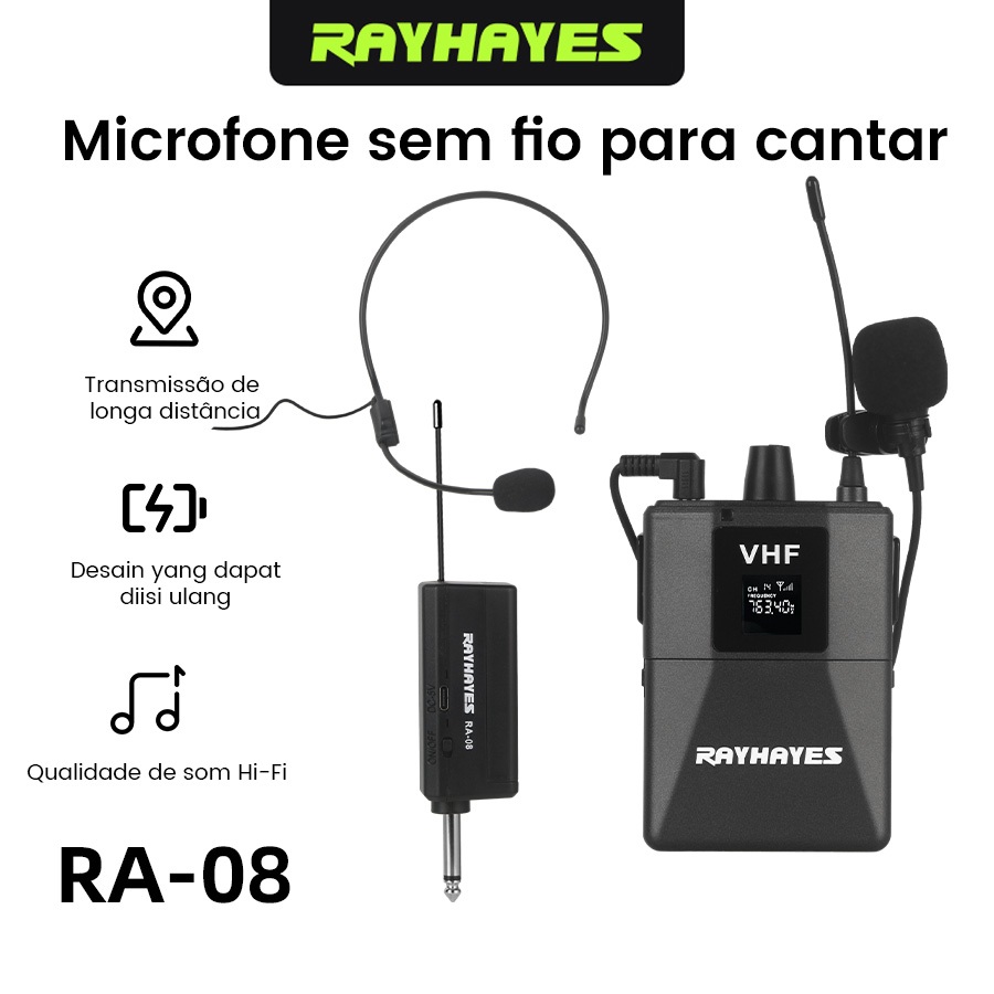 Microfone de lapela RA-08 original para ensino, microfone de lapela sem fio com transmissor de bolso