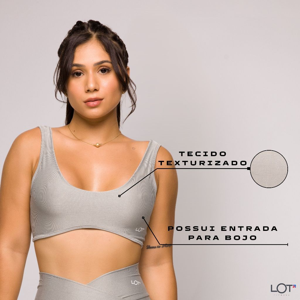 Top Feminino Prata Fitness Poliamida Academia Arco Costas Abertas Crossfit