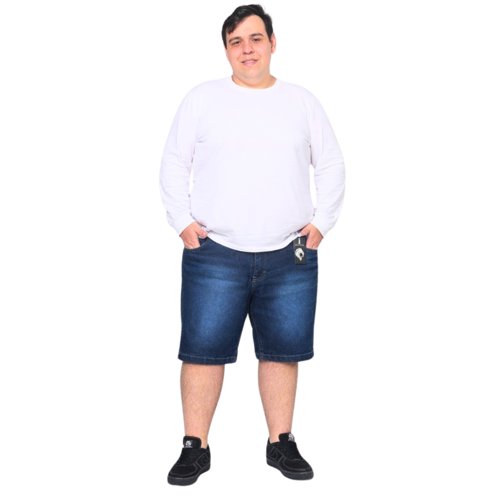 Bermuda Masculina Plus Size Jeans Premium Com Elastano | Alta Qualidade do 50 ao 56 - Pronta Entrega Festa Junina