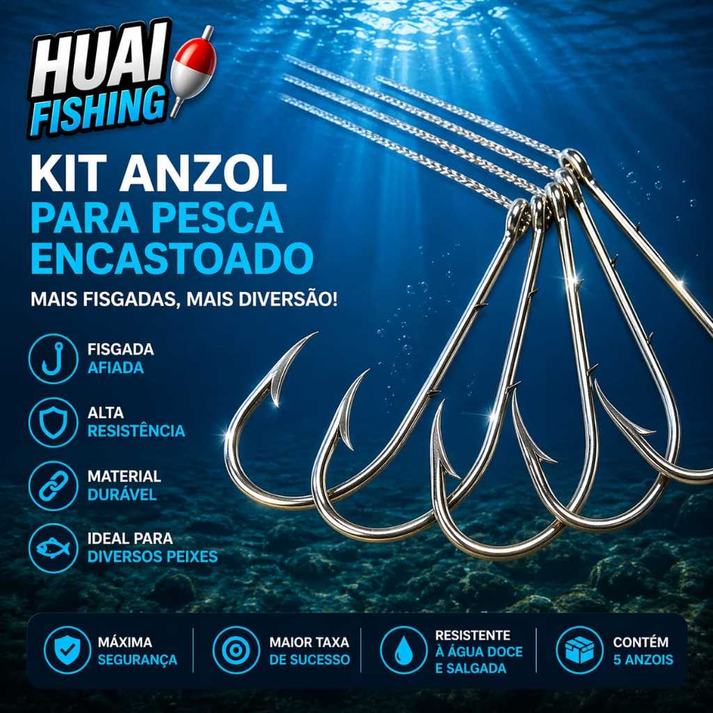 KIT ANZOL ENCASTOADO 4330 ESCOLHER O TAMANHO NO ATO DA COMPRA 30 UN DE ANZOL