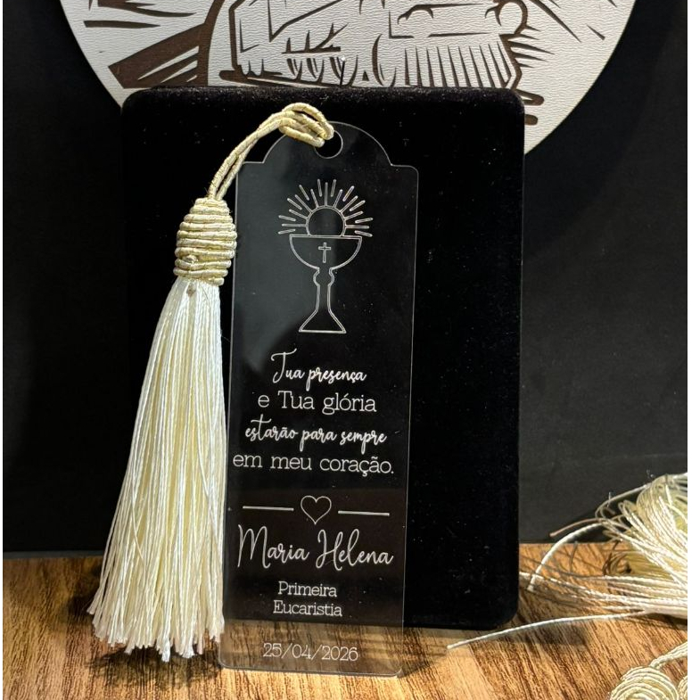 Marcador de Página Acrílico Personalizado Lembrancinha Primeira Eucaristia Religiosa Batizado