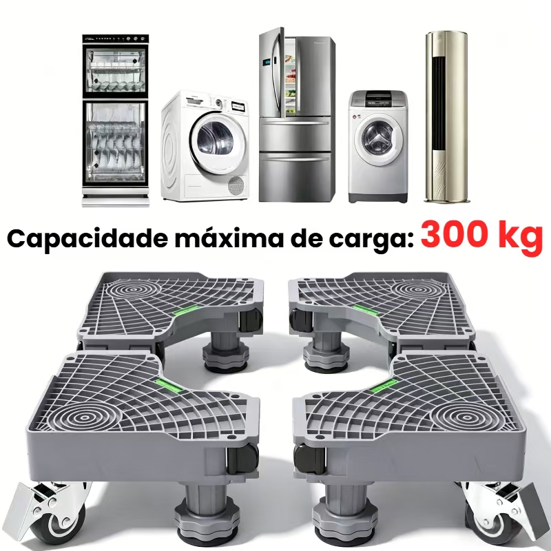 Suporte Para Geladeira / Maquina De Fogão Inox E Lavar Com Rodinhas Base Móvel Flexível Carrinho