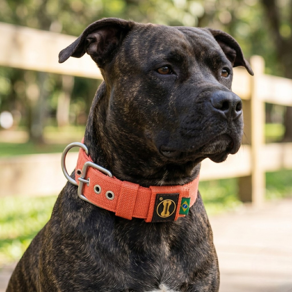 Coleira Pit Monster Bull Terrier Fit Laranja 40mm Rottweiler Raças Cães Amorosso Treinamento Passeio