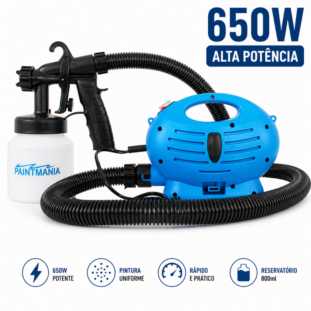 Pistola De Pintura Elétrica 650w Pulverizador Tinta HVLP Parede Casa Profissional 110v/220v