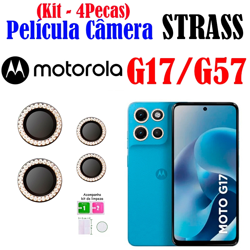 Kit (4 Pecas) Película Câmera Strass G17/G57 MOTOROLA Protetor Da Lente Colorido Anti Risco Brilhante