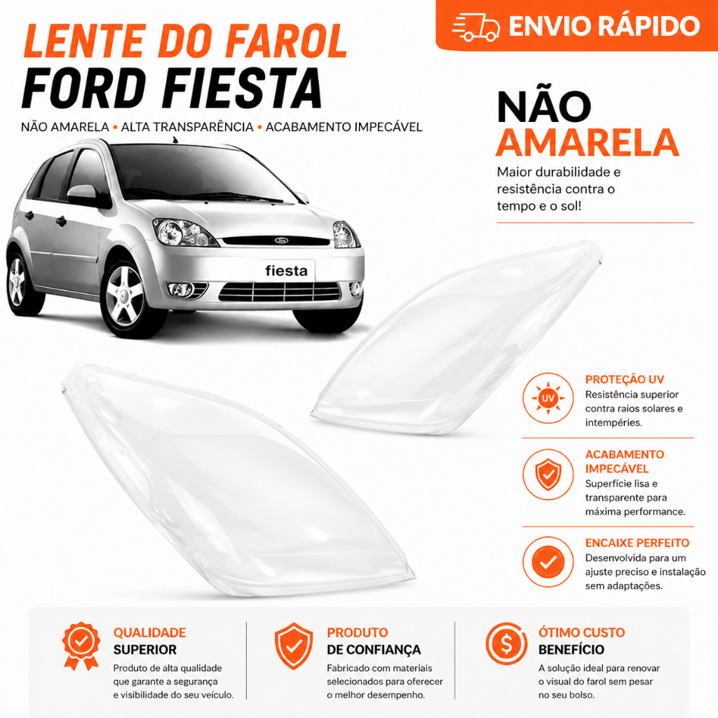 Lente Farol Ford Fiesta 2003 2004 2005 2006 2007