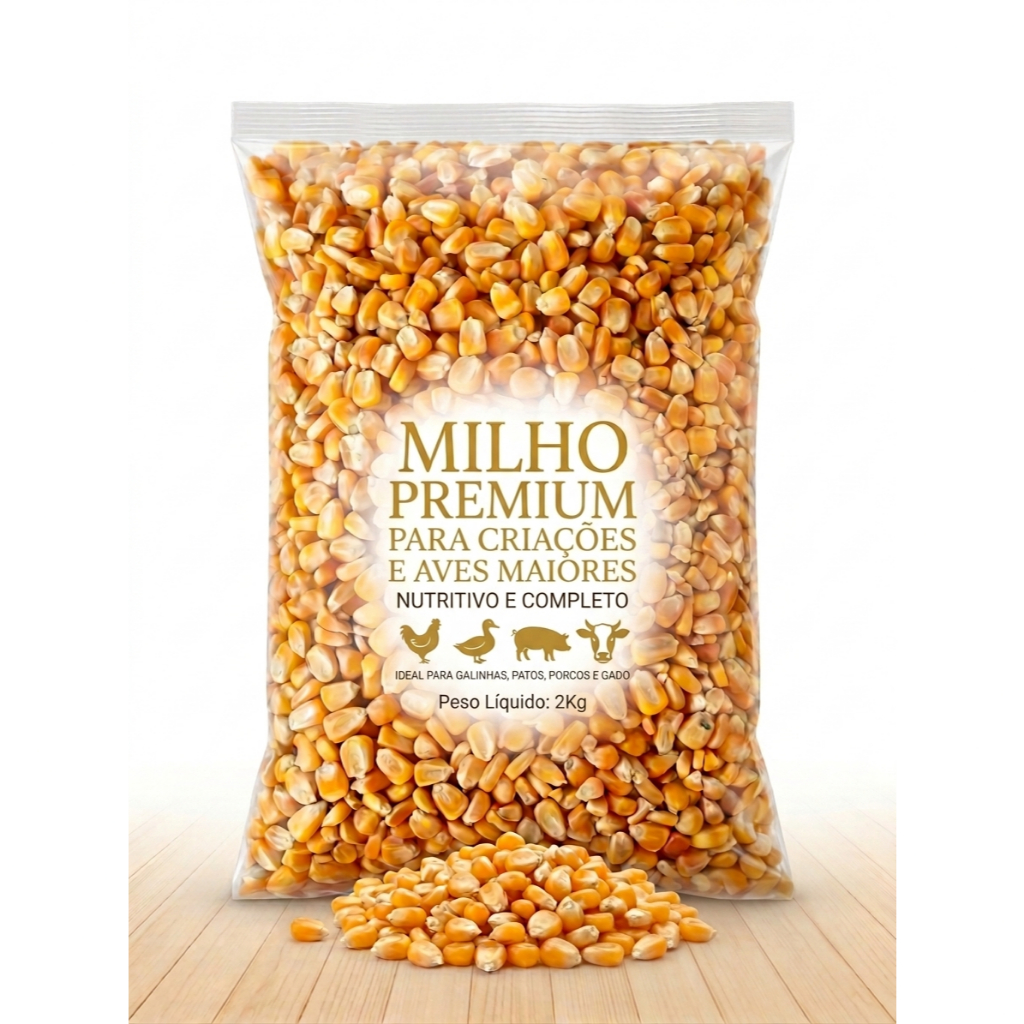 Pacote de Milho em Grãos Premium Duraci 2kg – Ideal para Galinhas Patos Porcos e Gado Milho a Granel