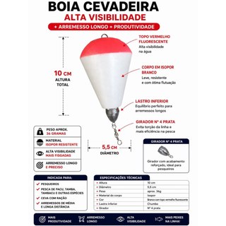 Boia de Pesca n12 Arremesso Kit 5pcs Lambari Pesqueiro Tamba Pacu Traira Pescaria Rio Represa Castor Molinete
