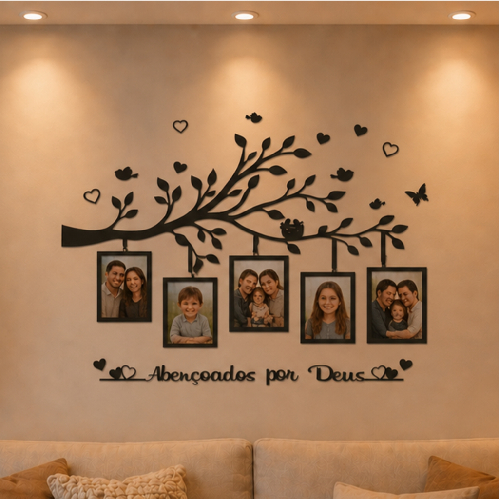 Quadro Árvore Da Família, Decoração, Cabeceira Cama, Grande Porta Retratos Decorativo Parede