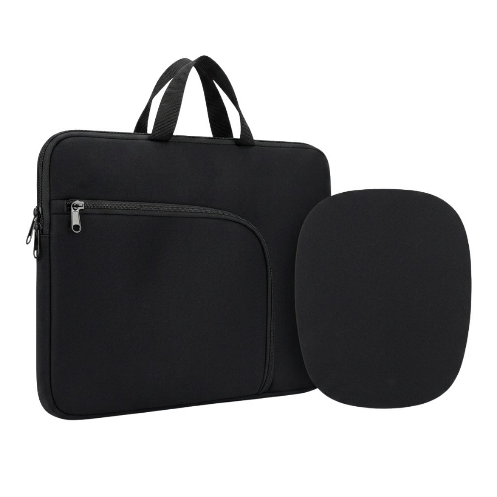 Capa Case Luva Para Notebook 15,6 Bolso Extra + Mouse Pad Pro Preto